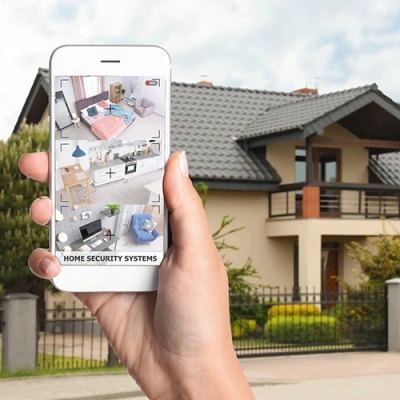 Helena vivint phone display of cctv live feed in front of a house